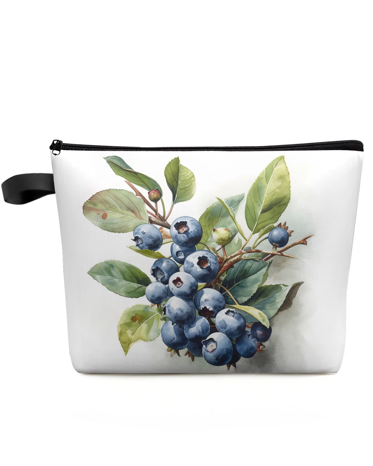 Blueberry Watercolor Leaf Makeup Bag Pouch Travel Essentials Lady Women Cosmetic Bags Toilet Organizer Kids Storage Pencil Case