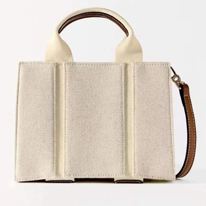 Simple Design Beige Canvas Women Bag Women Handbag 2024 New Single Shoulder Bag Crossbody Bag