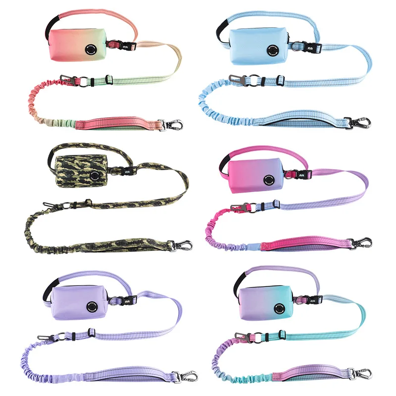 

Светоотражающий поводок для собак без рук с поясной сумкой - Поводок для дрессировки домашних животных с нейлоновым тросом, поводок для собак без вытягивания