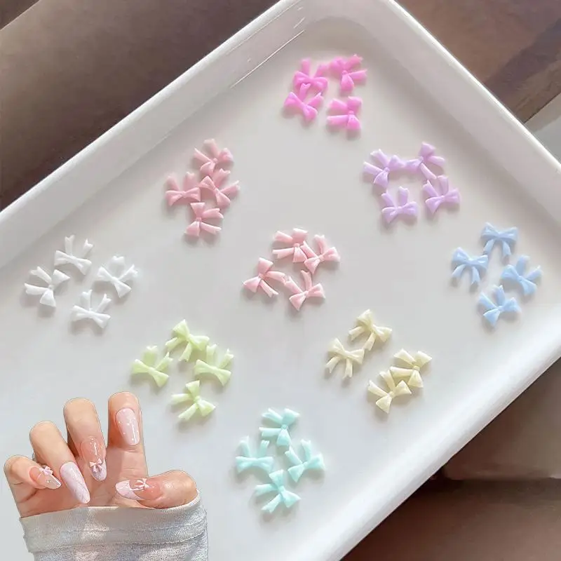 &50Pcs Mixed Mini Bow Nail Art Charms 3D Bowknot Tie Parts Nail Art Decoration Ribbon Nail Accessories For DIY Manicure Salon