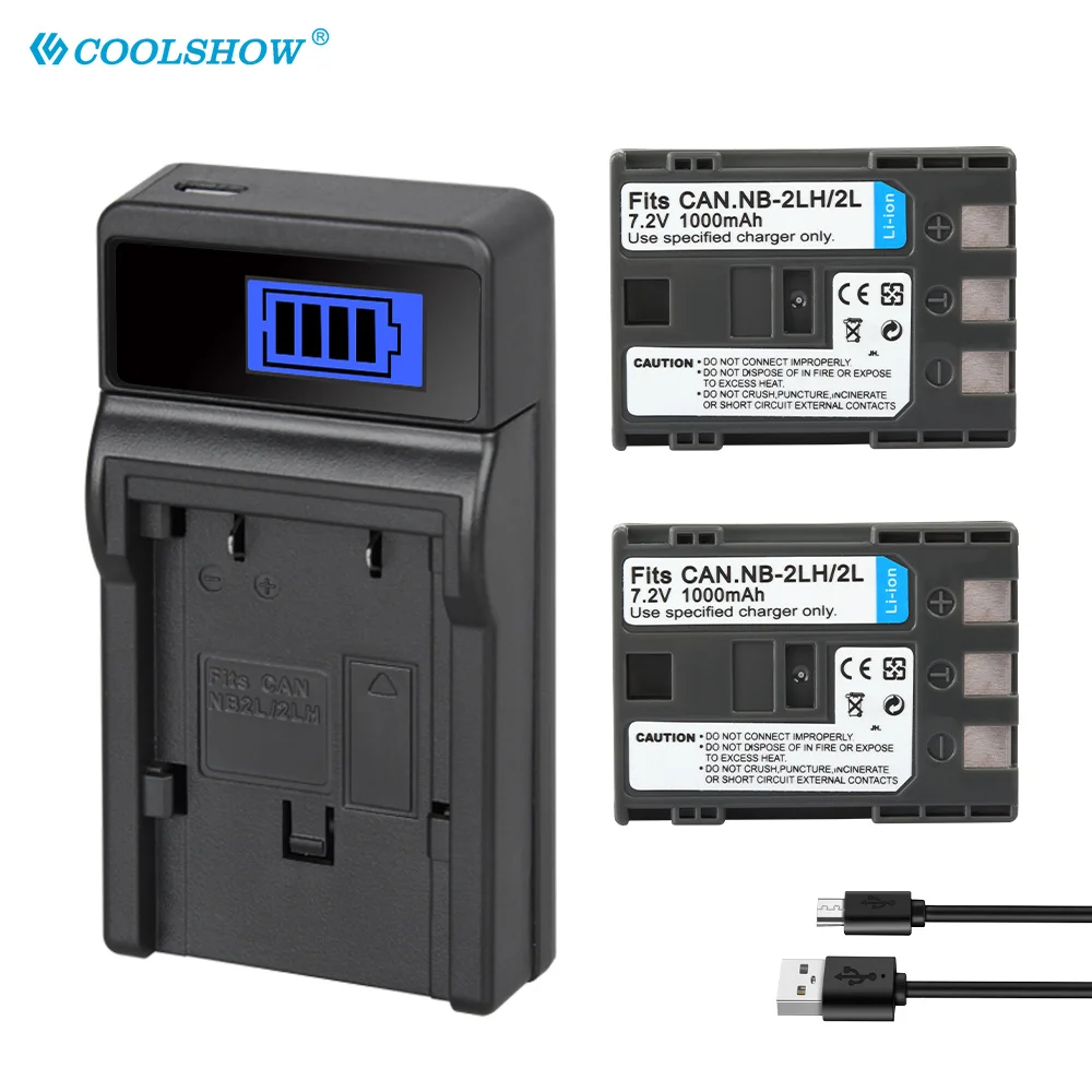 1000mAh Battery NB-2LH for Canon Rebel XT 350D 400D HV40 G9 G7 S80 S70 S30 S40 S45 S50 S60 NB-2L 2LH Camera Batteries Or Charger