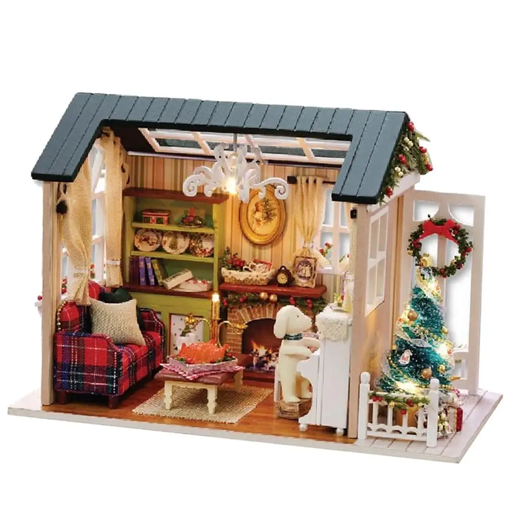 1:24 인형의 집 미니어처 창의적인 방 생일 선물-휴일 시간