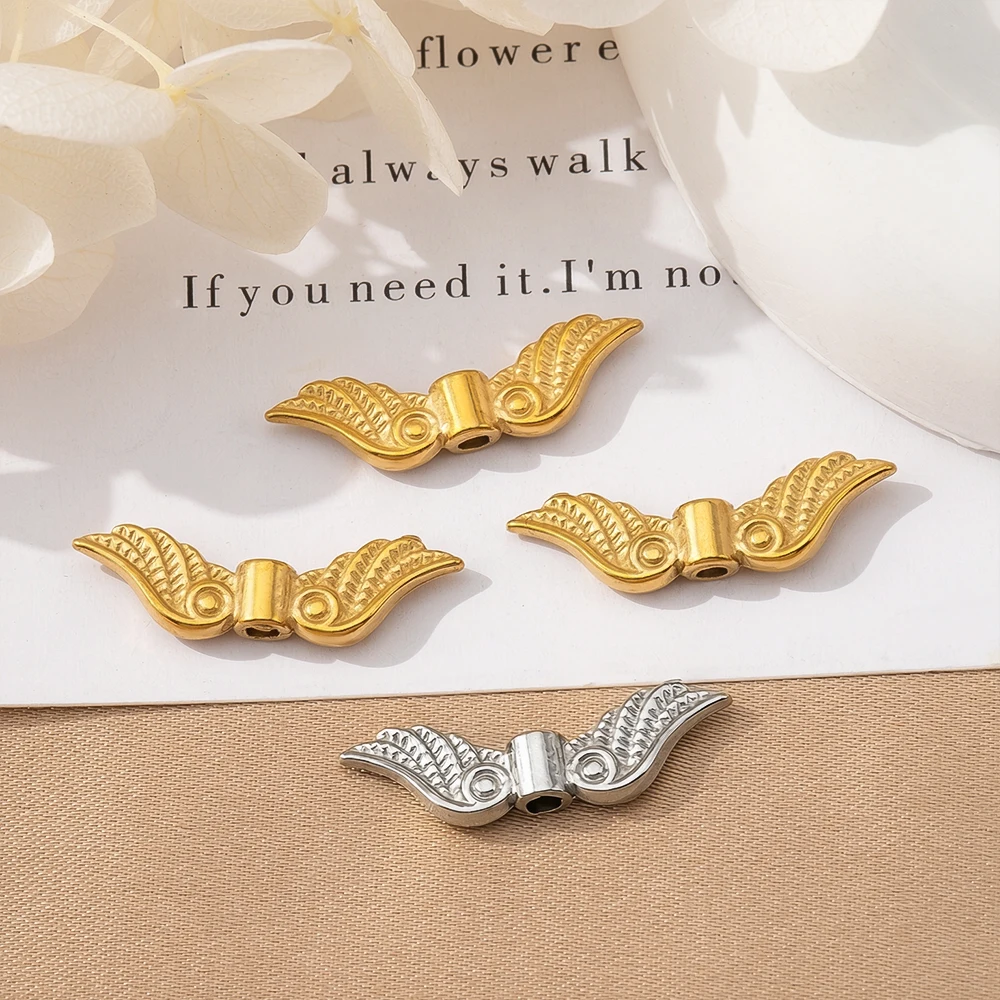 1pcs 5pcs Simple Retro Stainless Steel Wing Spacer Beads Bead Dividers for Handcrafted DIY Necklaces and Bracelets Accessories