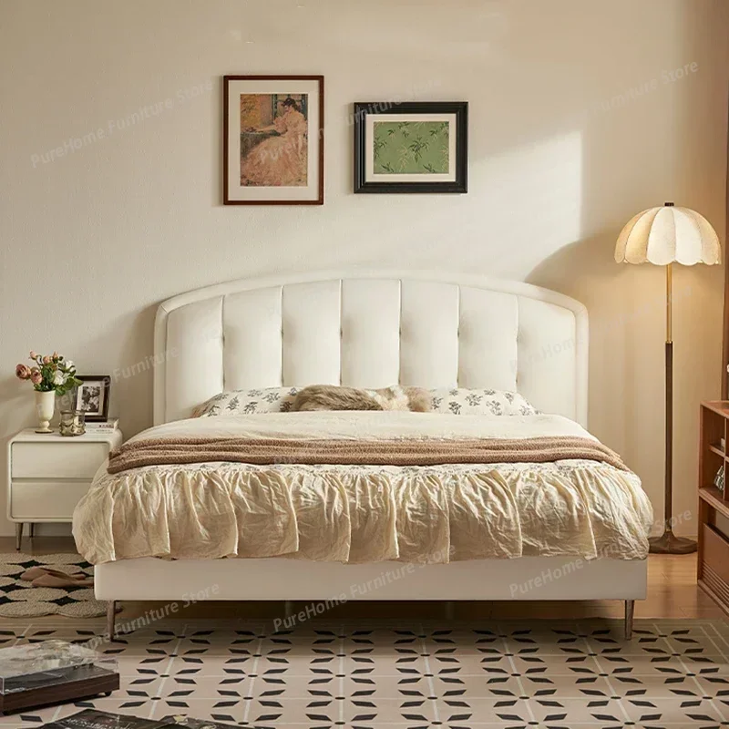 

Wood Frame Fabric Bed Elegant High Profile Beauty Simple Bed Modern Hotel Camas Moderrnas Inteligentes Bedroom Furniture