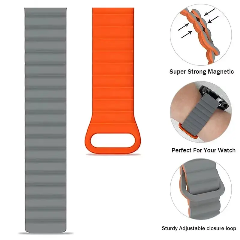 Magnetschlaufenarmband für Garmin Forerunner 970 965 745 570 645 265 255 245 158 165/Venu 3/2/SQ2/SQMusic Silikon 20 mm 22 mm Band – Detail 5