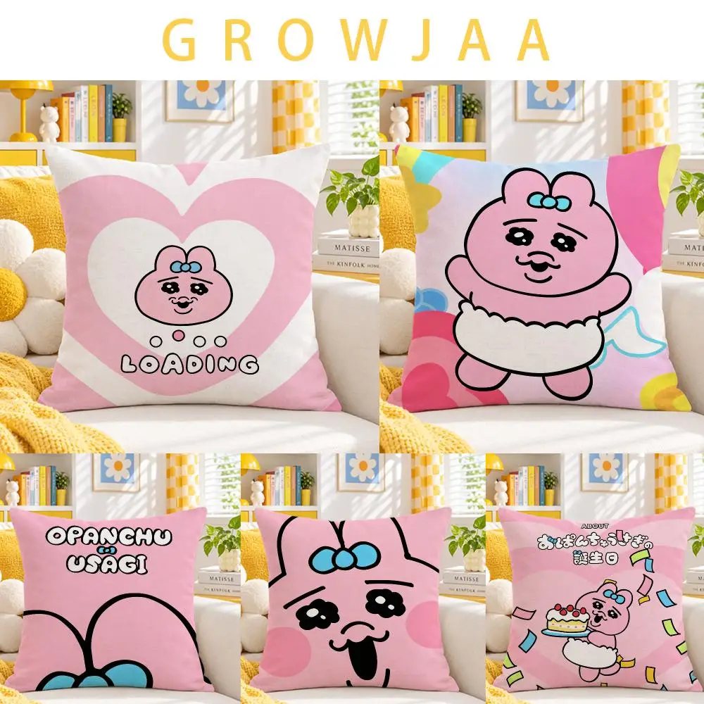 character Opanchu Usagi Cushion Cover Throw Pillow Short Plush Fresh Bright Cushion for Bedroom Sofa Ornament Present Gift