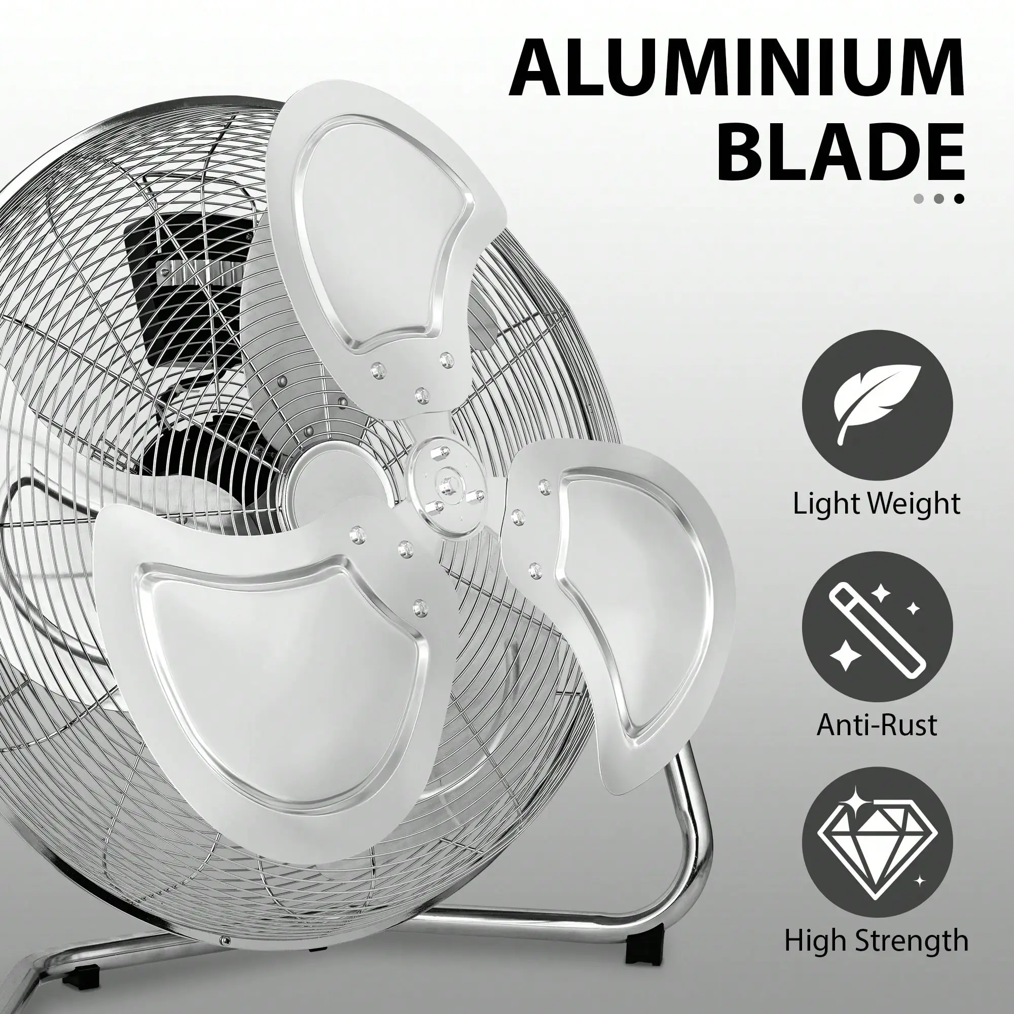 Pnochoo Industrial Fan Aluminum Floor Or Large Tabletop Placement 90-180 Degree Three-Speed Adjustment Accelerates Air Circulation Lightweight Rust-Resistant Blades Removable Mesh Cover For Easy Cleaning 14 Inches
