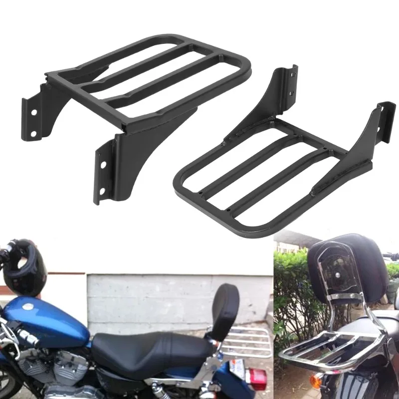 1PCS Motorcycle Black Backrest Sissy Bar Luggage Rack For Harley Sportster XL models XL883 XL1200 Heritage Softail Dyna FLST