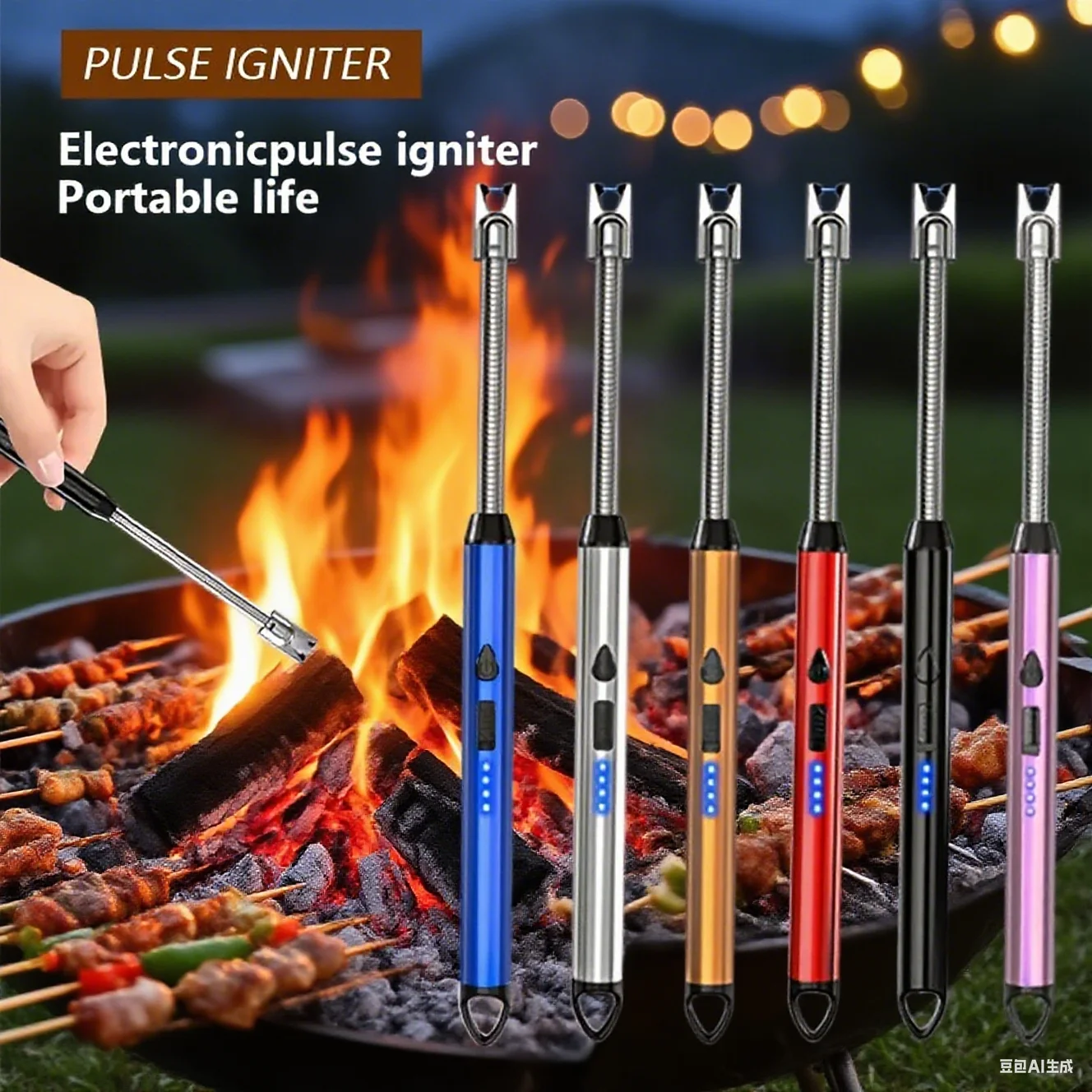 

6pc 360° Outdoor Kitchen C-Type Rechargeable Portable Electronic Lighter Safety Lock Candle Gas Stove Smoke Accessories
