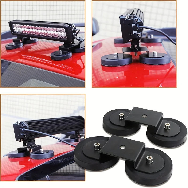 Universal Magnetic LED Light Bar Brackets With Rubber Padding Heavy-Duty Work Light Mounts for Off-Road Vehicles Trucks Tractors