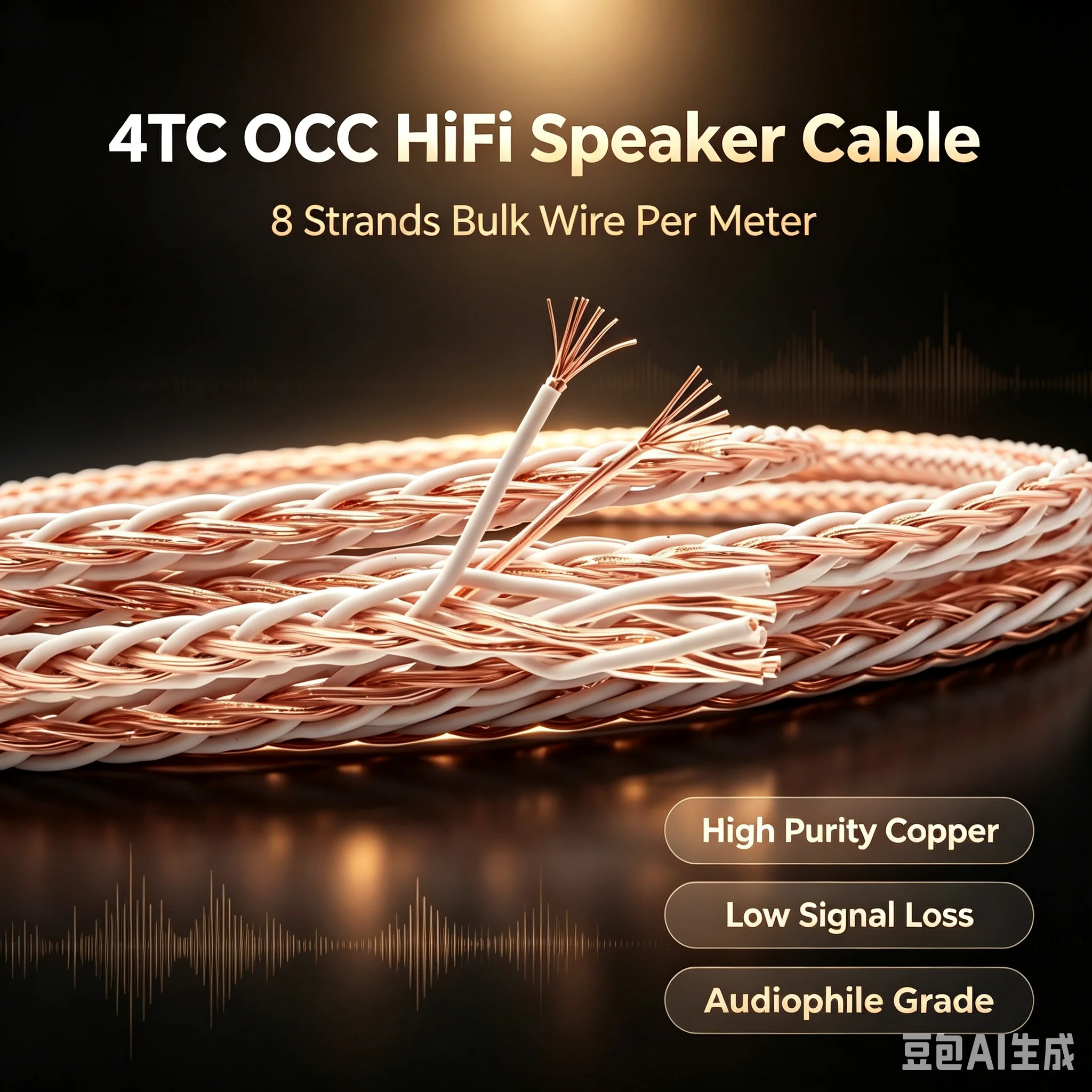 8 Strands 4TC OCC HiFi Bulk Speaker Cable Per Meter Kimber‑Style DIY Audiophile Wire for Amplifier Speaker