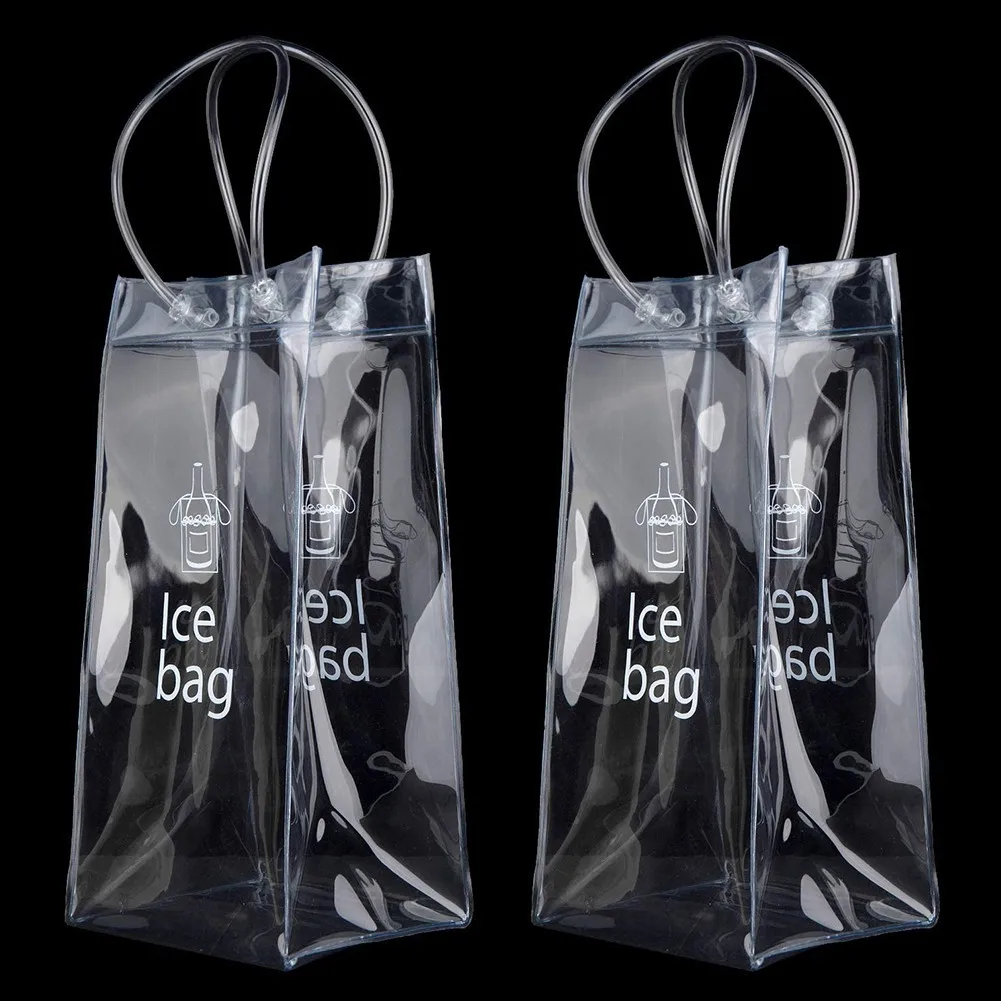 Anti-leakage Ice Bag Transparent Refrigerated Champagne Red Wine Bottle Whisky Eco-friendly Plastic Portable Ice Bags