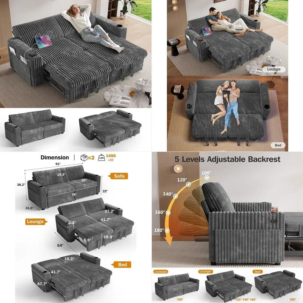 

100 W U Shaped Couch with Ottoman, 22 Deep Seat Comfortable Sectional Couches for Living Room, 3 Seater Chenille Fabric Cloud S