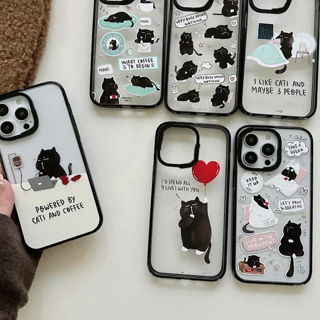 

Black Cat Acrylic Phone Case Cover for IPhone 11 12 13 14 15 Pro Max Case for IPhone 15 Pro Max