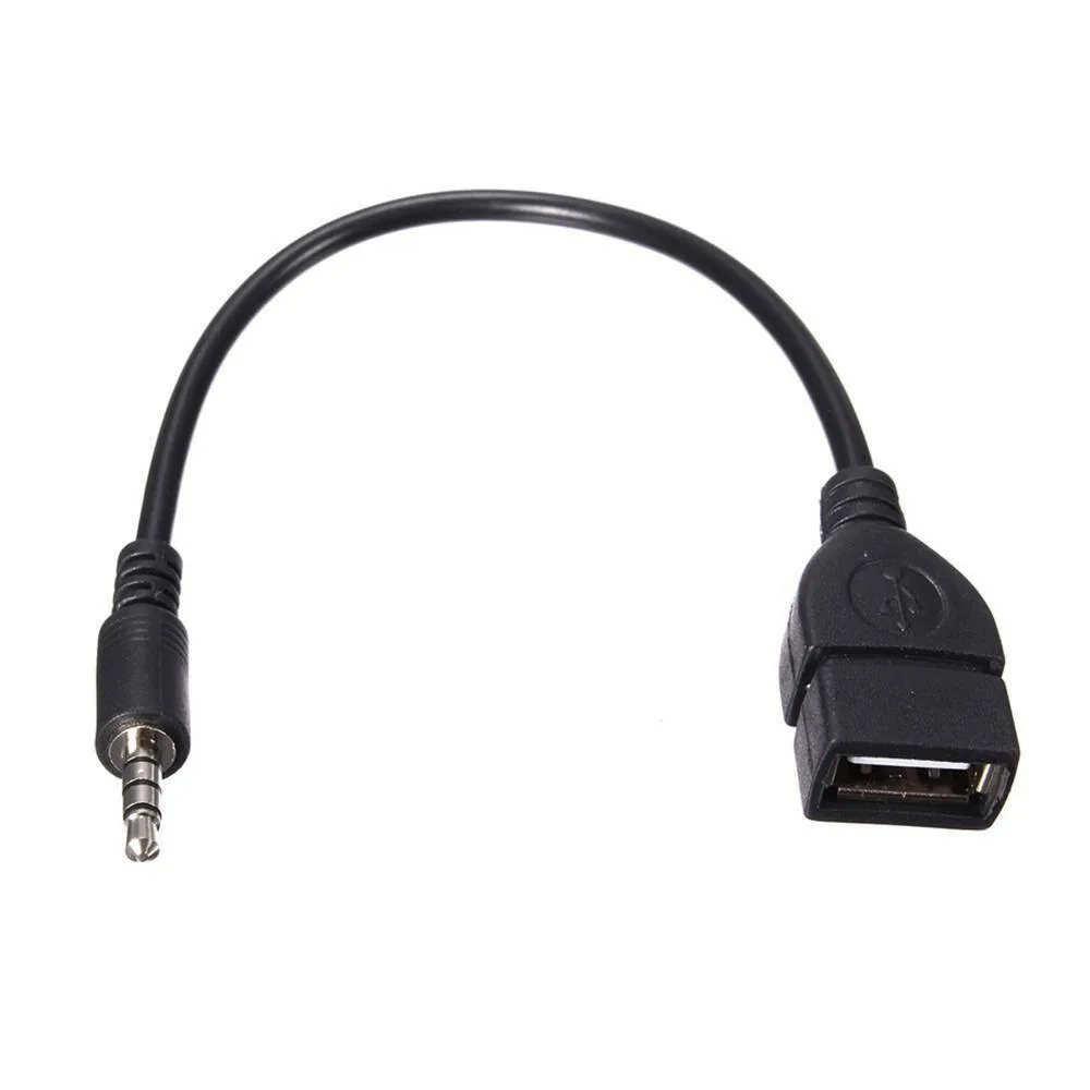 USB 2.0 Female to 3.5mm Male Audio Cable Enabling MP3 Playback from USB Memory Devices on Select Car Stereo Auxiliary Inputs