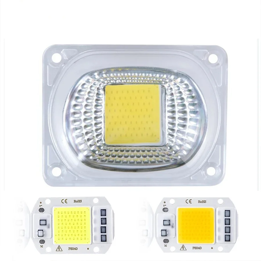 20W 30W 50W COB LED Light Matrix With Lens Reflector 110V 220V Smart IC High Power Diode Array Chip Lamp DIY Floodlight