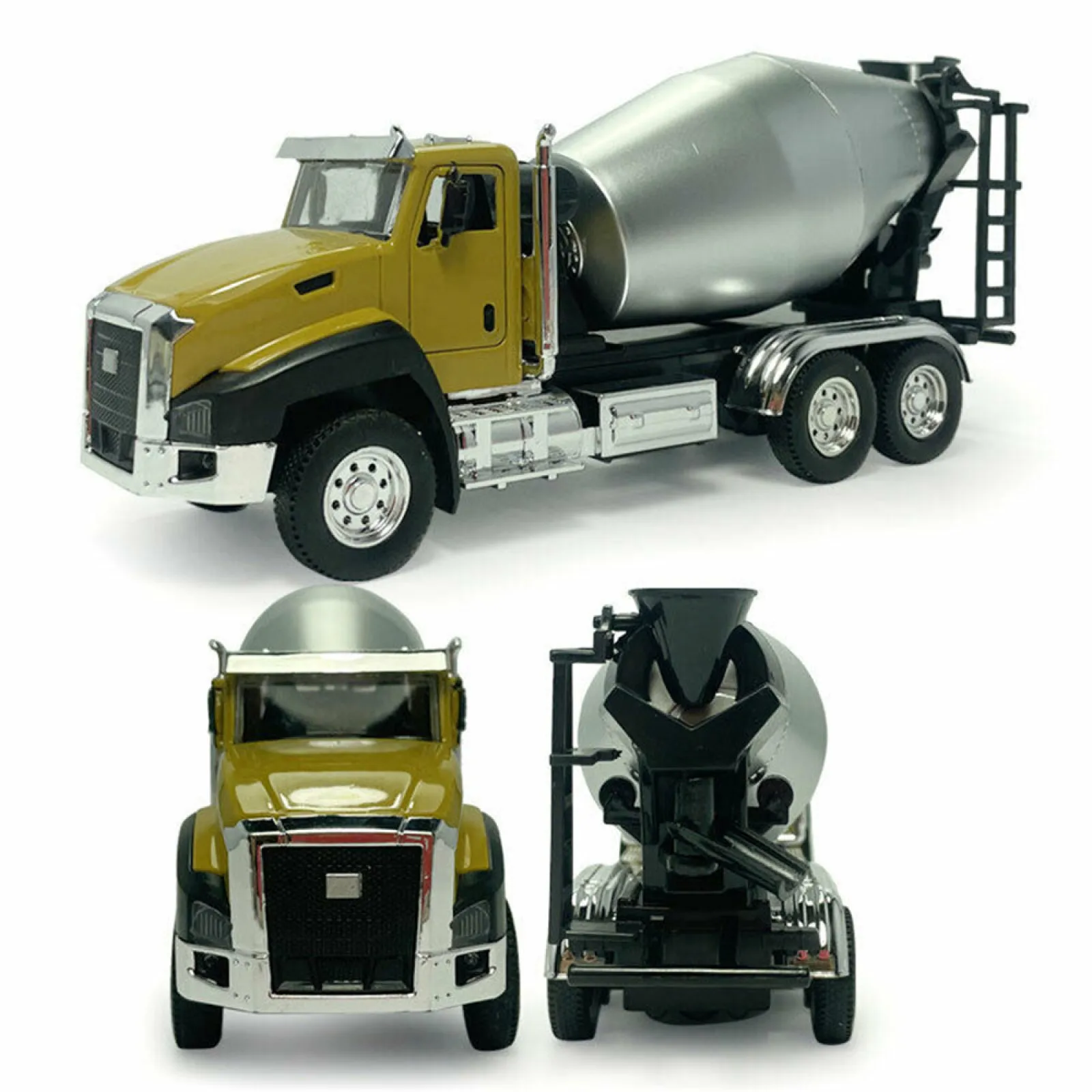 1:50 Alloy Cement Mixer Truck Model Toy Diecast Pull Back 360° Rotatable Drum Kids Gift Home Office Decoration