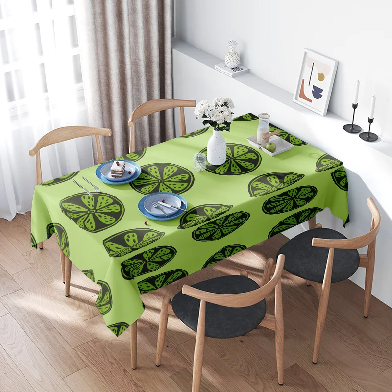 Green Patterned Tablecloth Floral Print for Home Dining Room Decoration Decorative Fabric 140x230cm Green Yellow Red Blue Flower