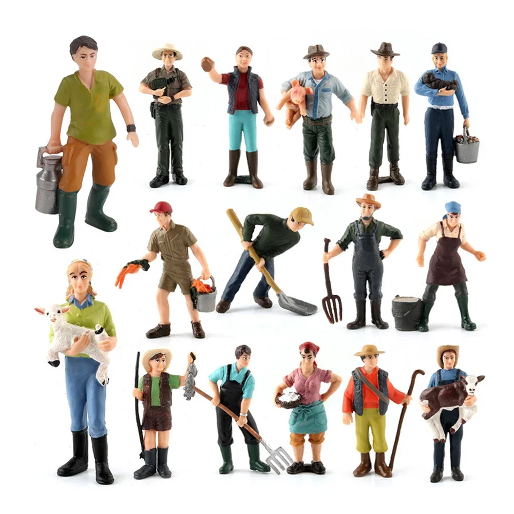 Farm Human Figure Worker Farmer Action Figure PVC People Model Figurine Decor Accessories Educational Toys For Children Gifts