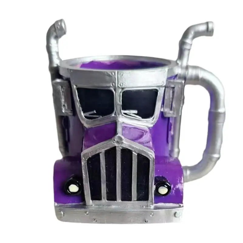 Trucker Mug 14 Oz Semi-Trailer Coffee Cup Handcrafted Stainless Steel Resin Truck Coffee Mug Trailer Shaped Coffee Cup For