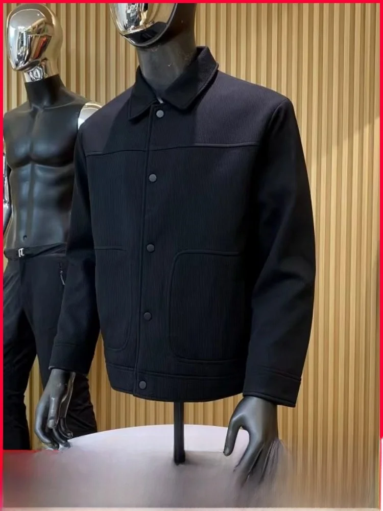 

Мужское стеганое пальто из хлопка и полиэстера с отложным воротником, ромбовидным узором, теплое, повседневное, модное