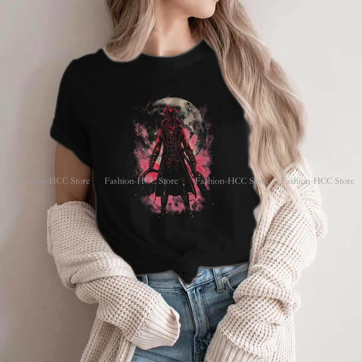 

Hunter Harajuku Polyester TShirt Bloodborne Game Printing Tops Casual T Shirt Female Tee