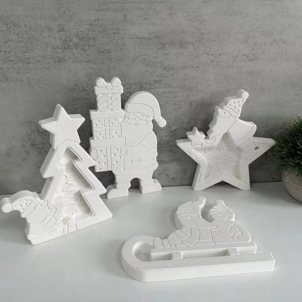 DIY Christmas Decorations Santa Claus Snowman Figure Silicone Mold For Plaster Scented Candle Epoxy Resin Pendant Making 2024