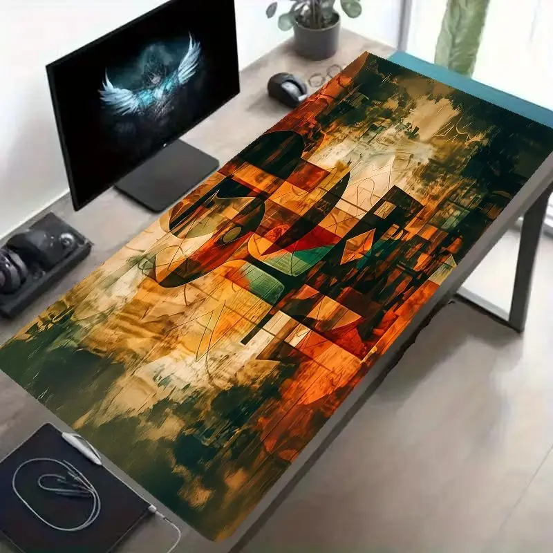 Brand Large Iron Art Mouse Pad Non-Slip Base Soft Warm-Toned Thick Cushioning Desk Mat Computer Wrist Rest Home Office