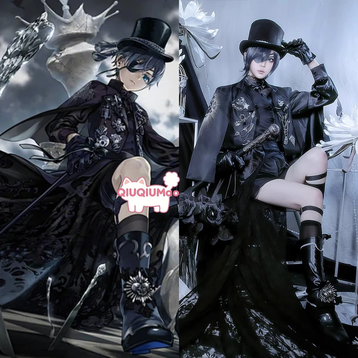 

Black Butler Cosplay Costume Anime Ciel Phantomhive Role Playing Ciel Phantomhive 15th Anniversary Dress Outfit for Men Comiccon
