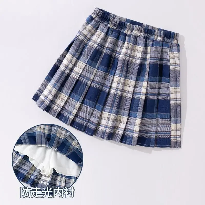 

Summer Teenage Pleated Skirts Girls Plaid Skirt High Waist Skirts Kids Cute Uniforms Children Dance Skirt 10 12 13 14 Years