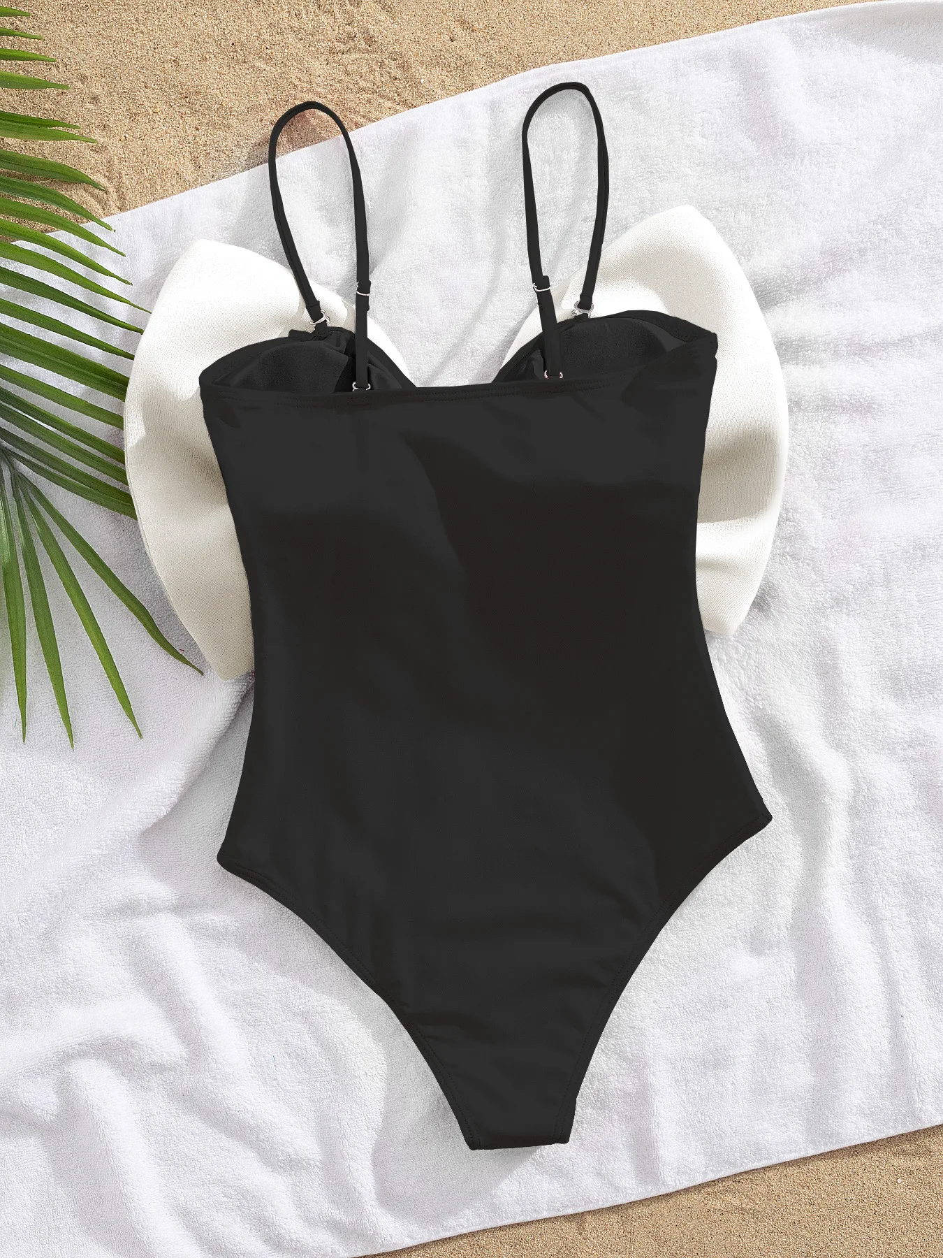 ヴィンテージ風フロントビッグボウ水着 レディース 2025 ホワイトブラック コントラスト お腹シェイプ ワンピース水着 ホリデー水着 モノキニ