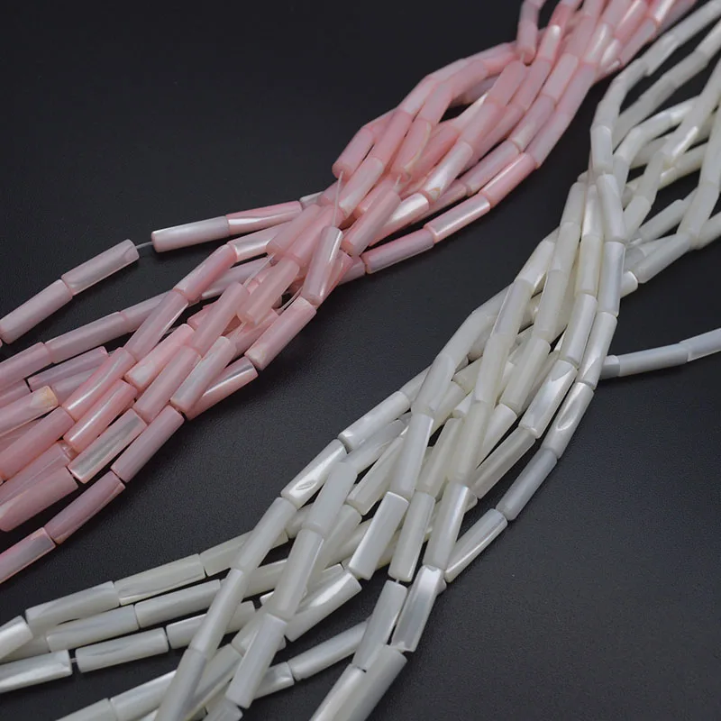 4x13mm natural shell white pink round tubular loose beads DIY jewelry making materials semi-finished beads