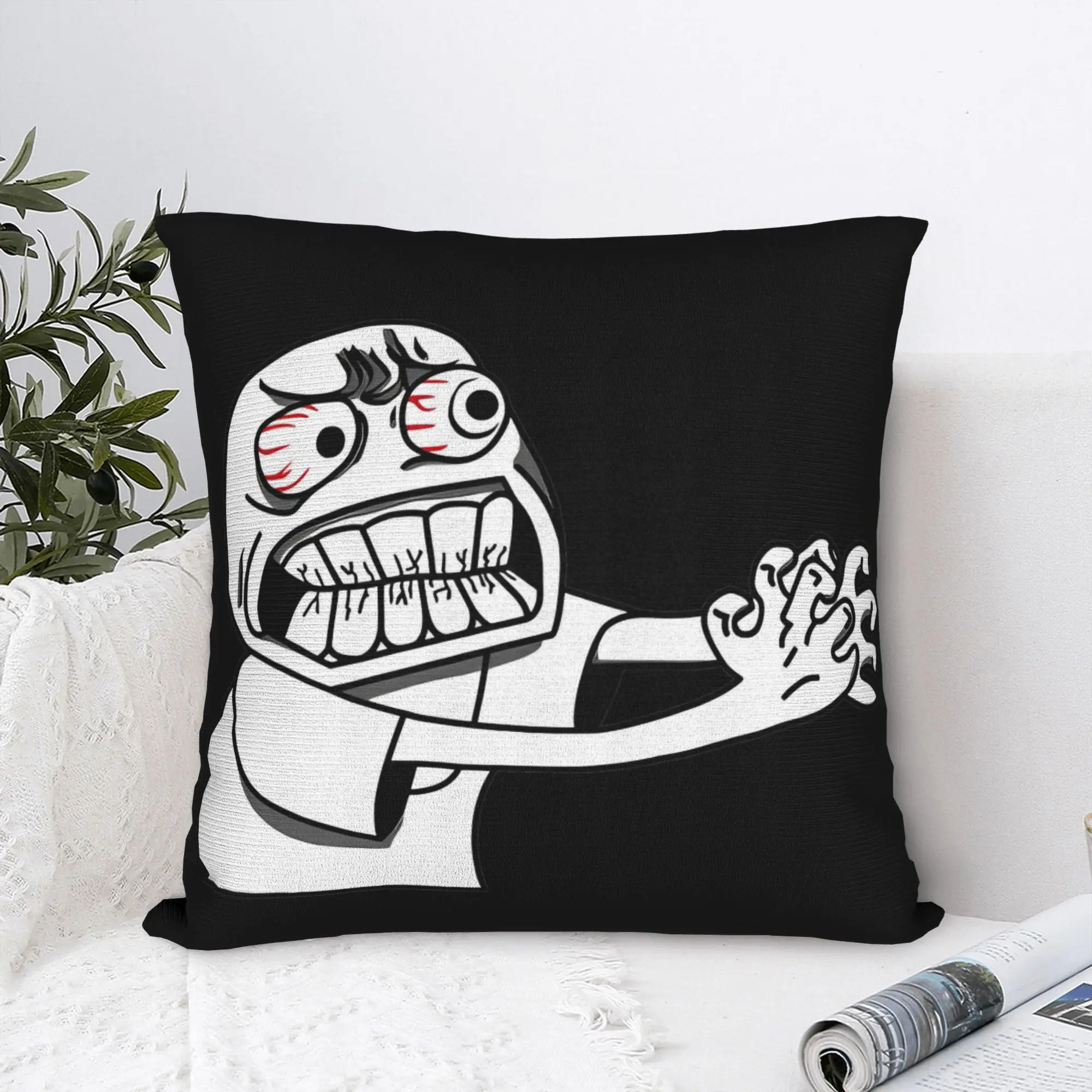RAGE COMIC Trollface Square Pillow Case  Cushion Cover Creative Zippered Decorative Pillowcase for Sofa 40*40cm