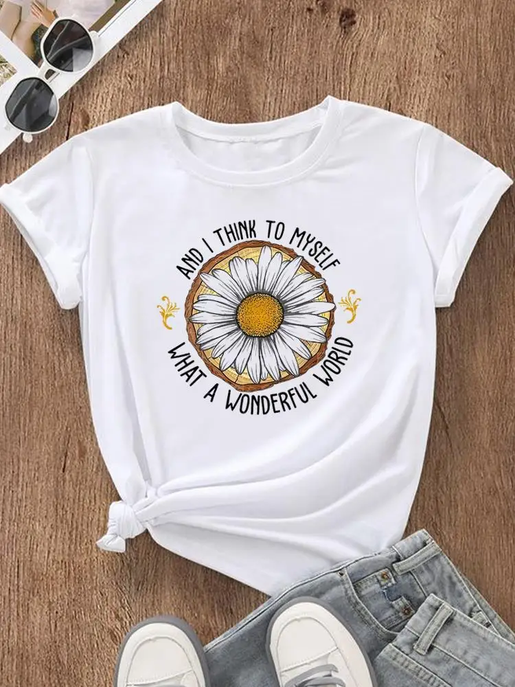 

Lovely Flower Style 90s Fashion Casual Tee Women Top Short Sleeve Printed T Shirt Clothing Female Clothes Graphic T-shirts