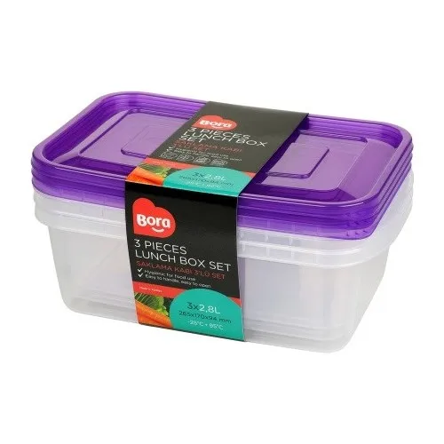 Bora Plastic BO538 Storage Container Rectangle Deep 3 Set of 2,8lt