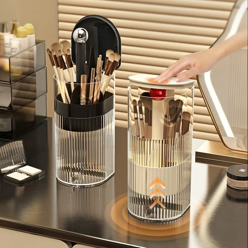 1Pcs Cosmetic Brush Storage Tube Press Dustproof High-Grade Eyebrow Pencil Shelf Automatic Lifting Brush Barrel
