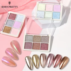 BORN PRETTY-Polvo de purpurina para uñas, 6 colores holográficos, láser Aurora, espejo sólido, pigmento de esmalte de Gel UV, decoraciones de Arte de uñas