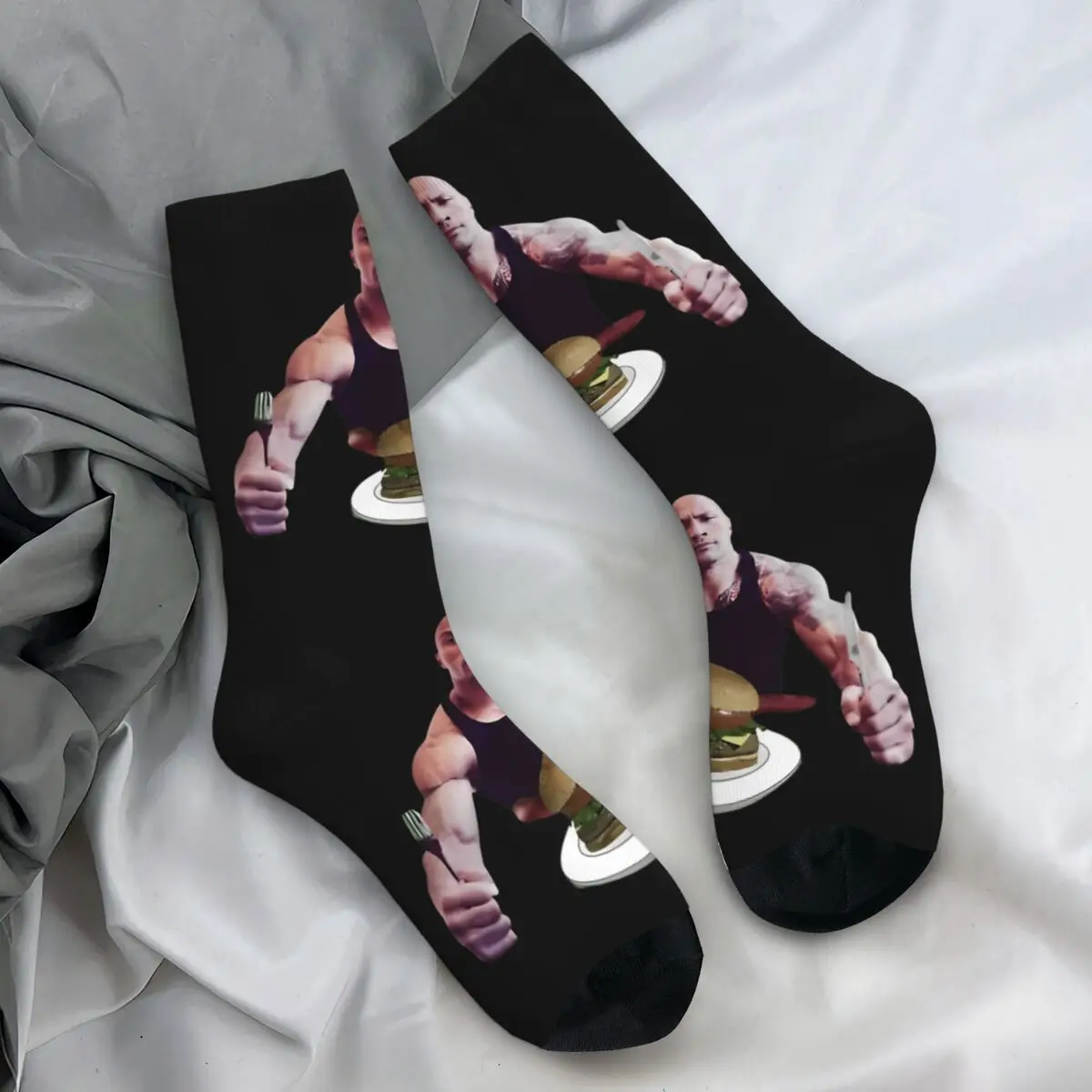 Eyebrow Meme Dwayne The Rock Johnson Socks Funny Stockings Autumn Anti Slip Men Socks Soft Printed Outdoor Sports Socks