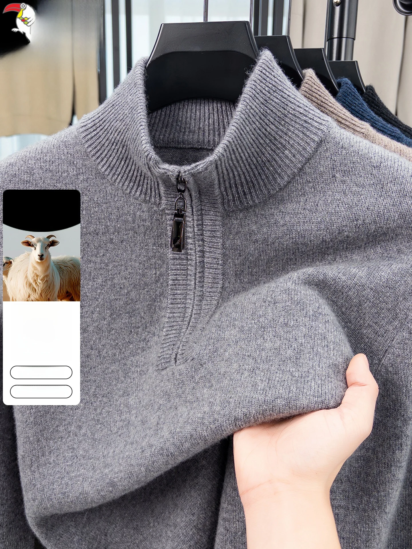 

Zhumobu Bird Мужской вязаный свитер с высоким воротником на молнии, шерстяной повседневный зимний модный свитер Ci Sle Long Sve Warmth Assurance