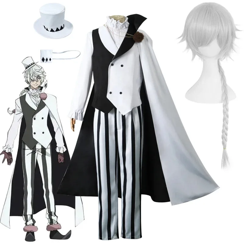 

2025 New Nikolai Gogol Cosplay Costume Hat Wig Anime Bungo Stray Dogs Season 4 Cloak Halloween The Overcoat White Black Unif ★☆★