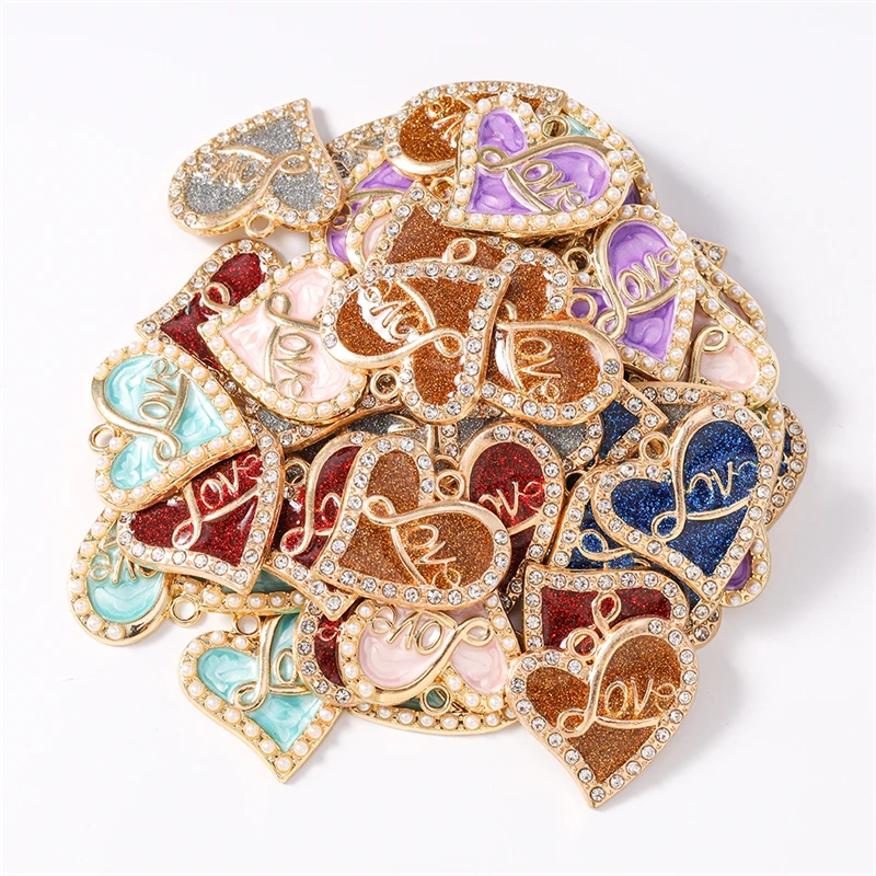 

Duarte 20Pcs/Lot Cute Enamel Love Heart Charms Pendants for Making Drop Earrings Necklaces Bracelets DIY Crafts Jewelry Findings