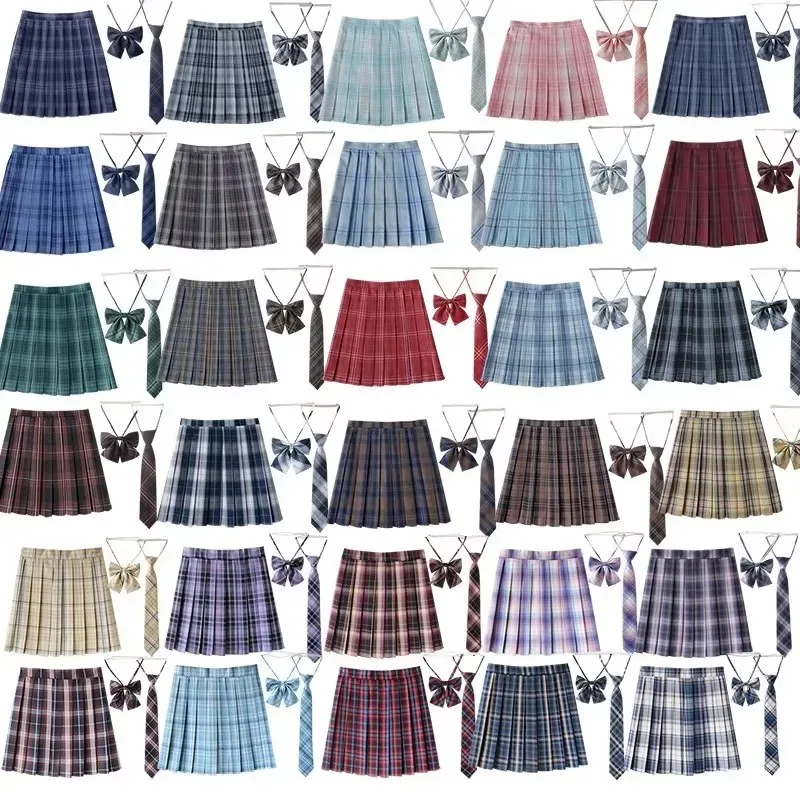 

New Pleated Skirt for Womens Mini Skirts Japanese School High Waist Kawaii Cute Grey Plaid Skirt Uniform Harajuku Jupe