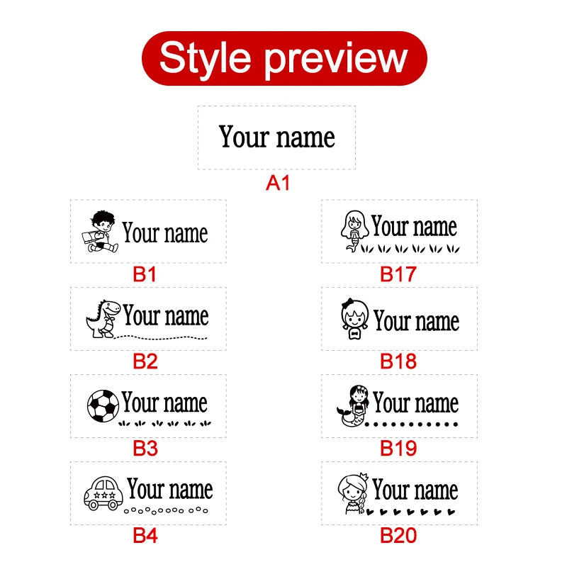 Personalized Name Stamp for Kids - Waterproof School Label 3