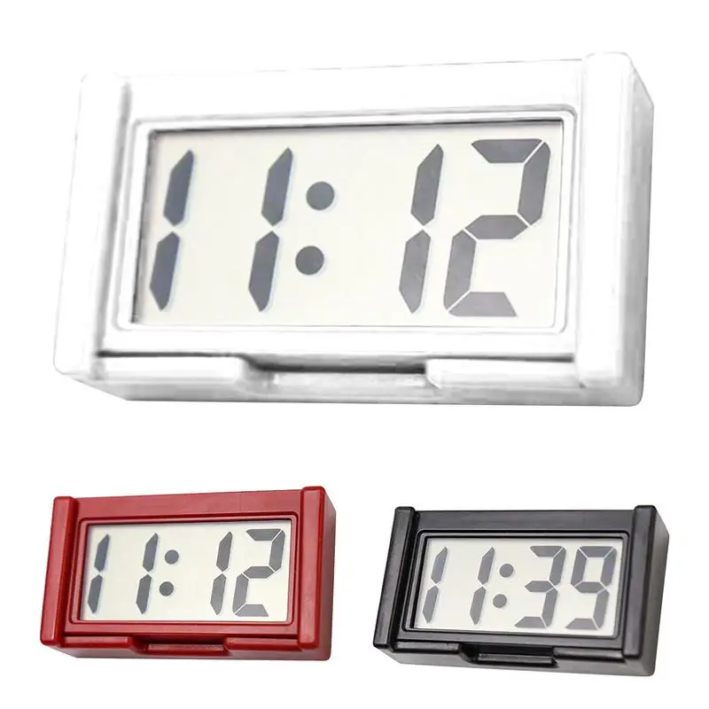 Mini Digital Clock Car Interior Time Display Clock Button Battery Powered Clock Stick-On Mini Clock for Home Kitchen Bathroom