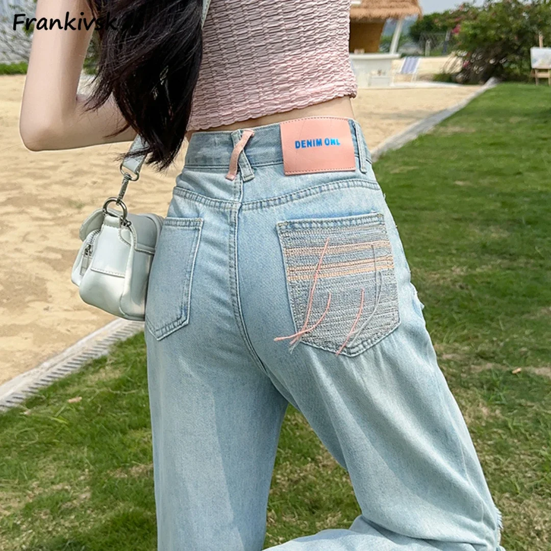 

Ripped Jeans for Women Sweet Girls Fashion Holiday Ulzzang Casual Tender High Street Stretchy Daily Pantalones De Mujer Classic