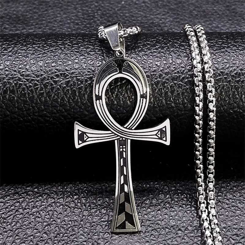 Ägypten Ankh Kreuz Schlüssel des Lebens Anhänger Halskette für Frauen Männer Edelstahl Amulett Ägyptische Kette Schmuck cruz egipcia
