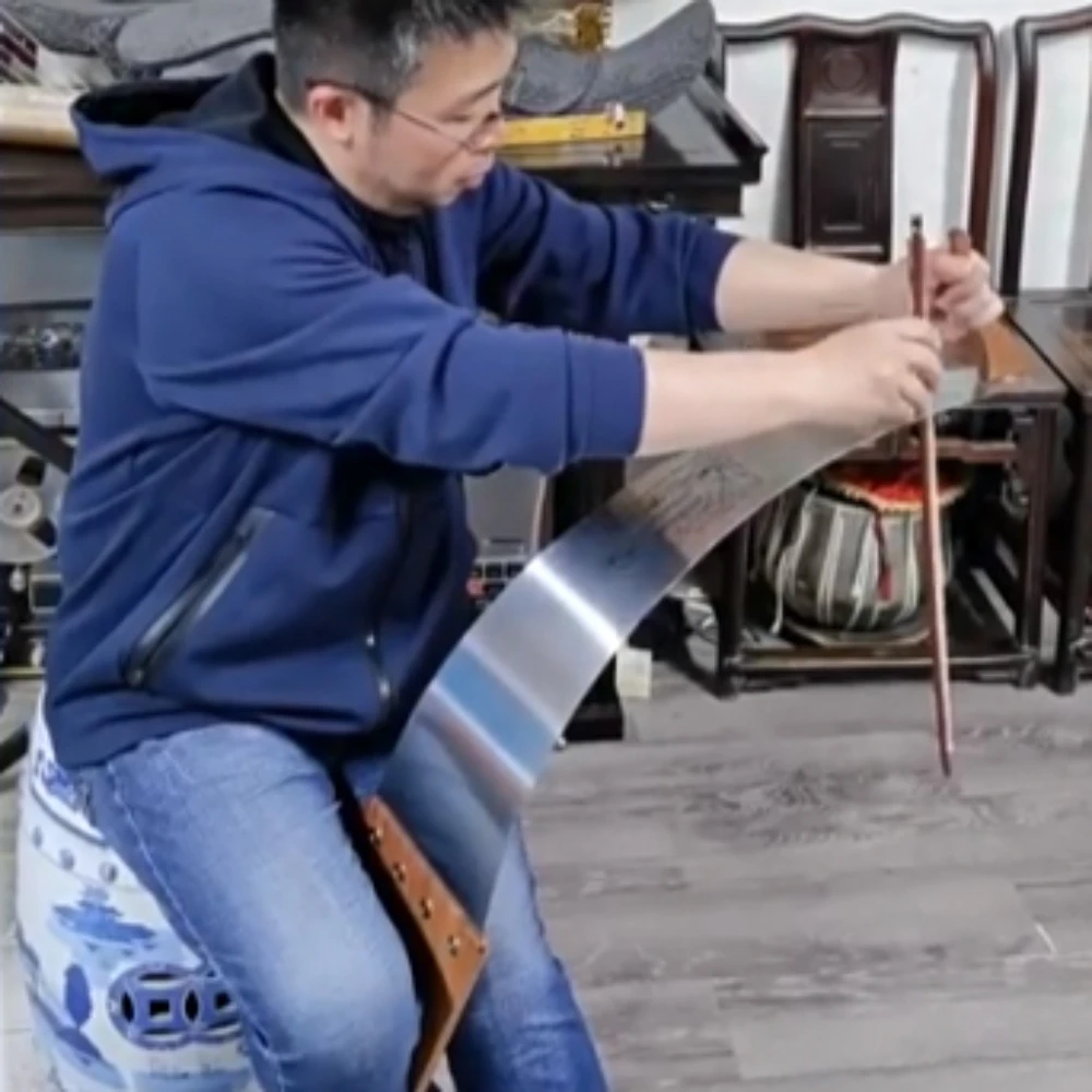 Solid Wood Handle Sawqin 80cm Sound Healing Alloy Forging Musical Saw Ethereal Voice Niche Stringless Musical Instrument