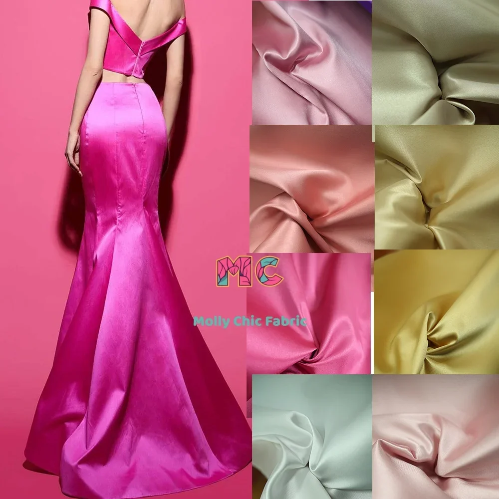 Tela Mikado brillante grueso, costura de ropa de alta gama, tela satinada de color sólido para boda, vestido de noche, tela cortavientos para traje