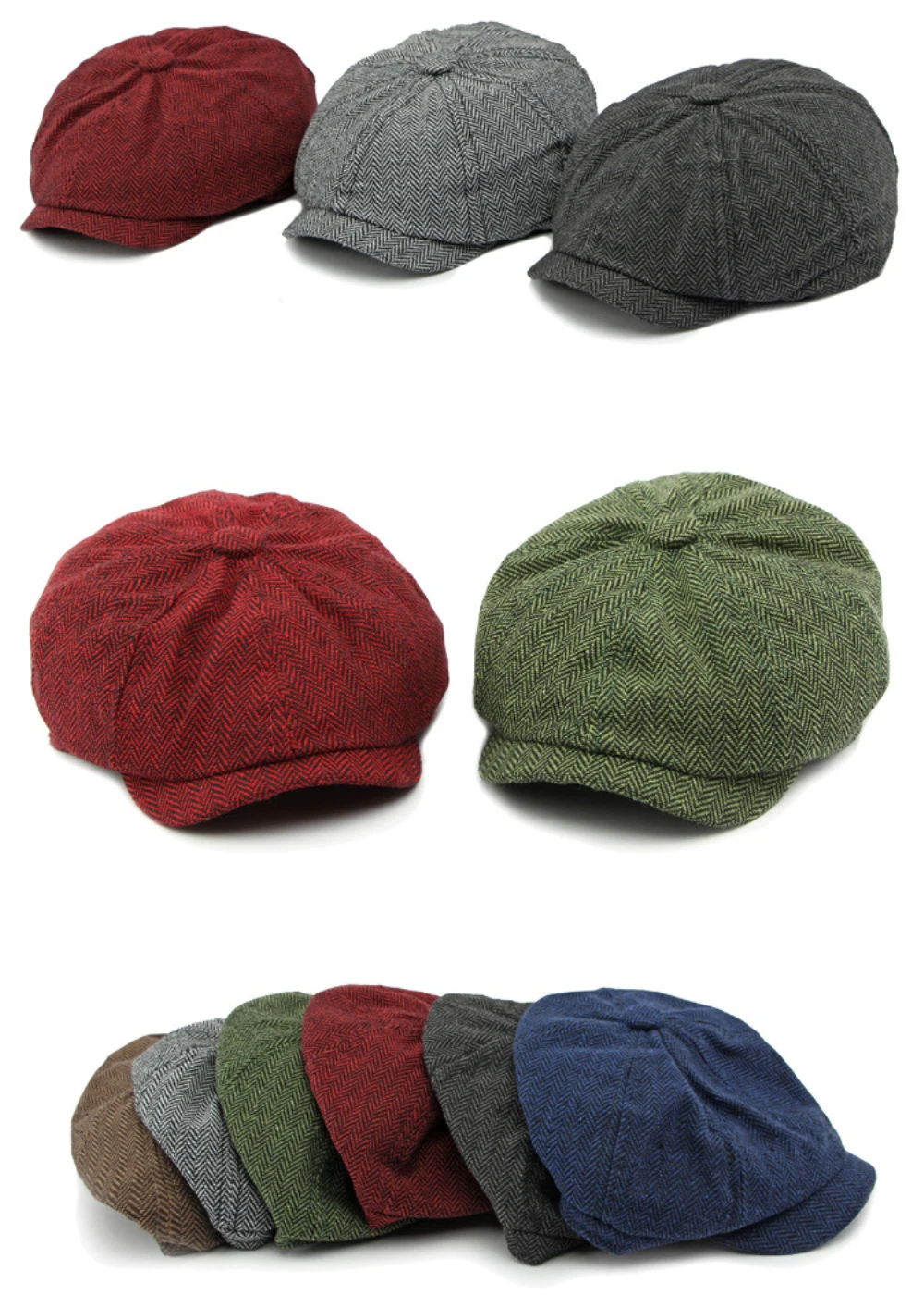 HT4608 Baskenmützen für Männer und Frauen, Künstler- und Maler-Baskenmütze, achteckige Baskenmütze, gestreifte Ivy-Flachmütze für Herren und Damen, Baskenmützen für Frühling, Herbst und Winter. – Detail 3