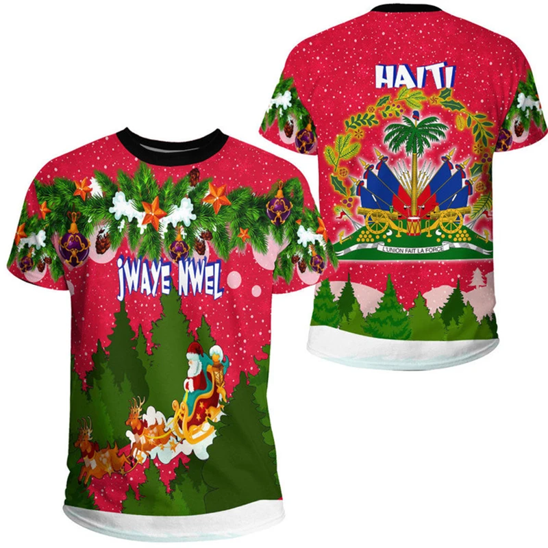 Newest Fashion Haiti Flag 3D Printed Funny T Shirt Men's And Women's Clothing Summer Short Sleeve T-Shirt Unisex Streetwear Tops